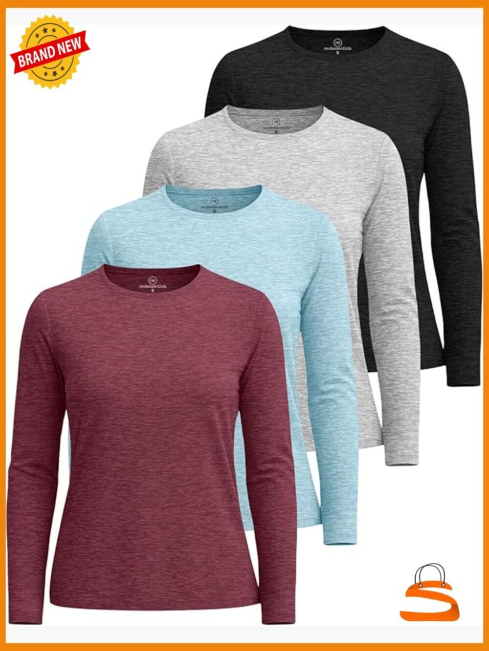 UPF 50+ Long Sleeve Sun Shirts 4-Pack Quick Dry SPF Hiking Active Tops